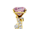 Yellow gold Fancy Pink Asscher  Cut Solitaire Diamond Twisted Band with Pave Setting_22