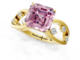 Yellow gold Fancy Pink Asscher  Cut Solitaire Diamond with Side Stones on Criss-Cross Band and Four-Prong Setting_18