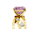 Yellow gold Fancy Pink Asscher  Cut Solitaire Diamond with Side Stones on Criss-Cross Band and Four-Prong Setting_22