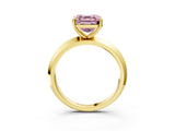 Yellow gold Fancy Pink Asscher  Cut Solitaire Engagement Ring with Flat Band and Four-Prong Setting 4