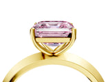 Yellow gold Fancy Pink Asscher  Cut Solitaire Engagement Ring with Flat Band and Four-Prong Setting 5