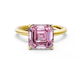 Yellow gold Fancy Pink Asscher  Cut Solitaire Engagement Ring with Four-Prong Setting and Classic Band_22
