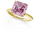 Yellow gold Fancy Pink Asscher  Cut Solitaire Engagement Ring with Four-Prong Setting and Classic Band_23