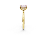 Yellow gold Fancy Pink Asscher  Cut Solitaire Engagement Ring with Four-Prong Setting and Classic Band_24