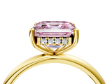 Yellow gold Fancy Pink Asscher  Cut Solitaire Engagement Ring with Four-Prong Setting and Classic Band_26