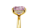 Yellow gold Fancy Pink Asscher  Cut Solitaire Engagement Ring with Four-Prong Setting and Classic Band_27