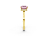 Yellow gold Fancy Pink Asscher  Cut Solitaire Engagement Ring with Four-Prong Setting on a Classic Band_2
