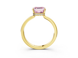 Yellow gold Fancy Pink Asscher  Cut Solitaire Engagement Ring with Four-Prong Setting on a Classic Band_3