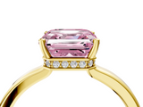 Yellow gold Fancy Pink Asscher  Cut Solitaire Engagement Ring with Four-Prong Setting on a Classic Band_4