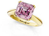 Yellow gold Fancy Pink Asscher  Cut Solitaire Engagement Ring with Tapered Band and Four-Prong Setting 2