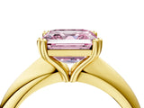 Yellow gold Fancy Pink Asscher  Cut Solitaire Engagement Ring with Tapered Band and Four-Prong Setting 5