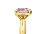 Yellow gold Fancy Pink Asscher  Cut Solitaire Engagement Ring with Tapered Band and Four-Prong Setting
