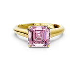 Yellow gold Fancy Pink Asscher Cut Solitaire Engagement Ring with Tapered Band and Four-Prong Setting_3
