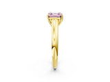Yellow gold Fancy Pink Asscher Cut Solitaire Engagement Ring with Tapered Band and Four-Prong Setting_5