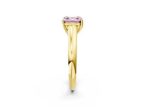 Yellow gold Fancy Pink Asscher Cut Solitaire Engagement Ring with Tapered Band and Four-Prong Setting_5
