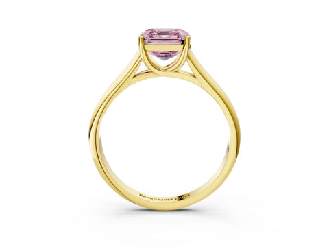 Yellow gold Fancy Pink Asscher Cut Solitaire Engagement Ring with Tapered Band and Four-Prong Setting_6