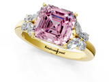 Yellow gold Fancy Pink Asscher  Cut Solitaire Floral Diamond Ring with Four-Prong Setting_1
