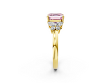 Yellow gold Fancy Pink Asscher  Cut Solitaire Floral Diamond Ring with Four-Prong Setting_2