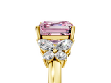 Yellow gold Fancy Pink Asscher  Cut Solitaire Floral Diamond Ring with Four-Prong Setting_5