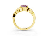 Yellow gold Fancy Pink Asscher Cut Solitaire Intertwined Band Prong Setting Ring_3