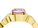 Yellow gold Fancy Pink Asscher Cut Solitaire Intertwined Band Prong Setting Ring_4