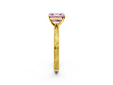 Yellow gold Fancy Pink Asscher Cut Solitaire Milgrain Engraved Band with Four-Prong Setting_2