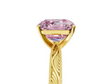 Yellow gold Fancy Pink Asscher Cut Solitaire Milgrain Engraved Band with Four-Prong Setting_5