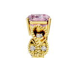 Yellow gold Fancy Pink Asscher Cut Solitaire Milgrain Leaf Band with Prong Setting_17