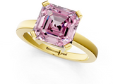 Yellow gold Fancy Pink Asscher  Cut Solitaire Ring with Four-Prong Setting and Classic Band_18
