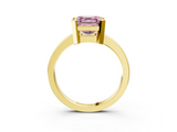 Yellow gold Fancy Pink Asscher  Cut Solitaire Ring with Four-Prong Setting and Classic Band_20