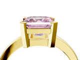 Yellow gold Fancy Pink Asscher  Cut Solitaire Ring with Four-Prong Setting and Classic Band_21