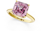 Yellow gold Fancy Pink Asscher  Cut Solitaire Ring with Four-Prong Setting on a Classic Band_1