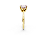 Yellow gold Fancy Pink Asscher  Cut Solitaire Ring with Four-Prong Setting on a Classic Band_2