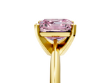 Yellow gold Fancy Pink Asscher  Cut Solitaire Ring with Four-Prong Setting on a Classic Band_5