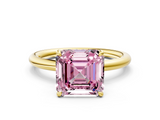 Yellow gold Fancy Pink Asscher  Cut Solitaire Ring with Thin Band and Four-Prong Setting_22