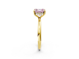 Yellow gold Fancy Pink Asscher  Cut Solitaire Ring with Thin Band and Four-Prong Setting_24