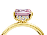 Yellow gold Fancy Pink Asscher  Cut Solitaire Ring with Thin Band and Four-Prong Setting_26