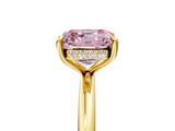 Yellow gold Fancy Pink Asscher  Cut Solitaire Ring with Thin Band and Four-Prong Setting_27