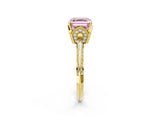 Yellow gold Fancy Pink Asscher Cut Solitaire Split Shank Pave Diamond Engagement Ring with Four-Prong Setting_26