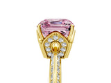 Yellow gold Fancy Pink Asscher Cut Solitaire Split Shank Pave Diamond Engagement Ring with Four-Prong Setting_5