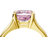 Yellow gold Fancy Pink Asscher Cut Solitaire Tension Set Diamond Ring with Split Shank Band_4