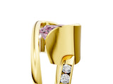 Yellow gold Fancy Pink Asscher Cut Solitaire Tension-Set Diamond Split Shank Ring_17