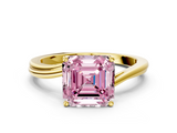 Yellow gold Fancy Pink Asscher  Cut Solitaire Twist Band Ring with Four-Prong Setting_16