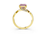 Yellow gold Fancy Pink Asscher Cut Solitaire Twist Pave Diamond Engagement Ring with Prong Setting_3