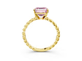 Yellow gold Fancy Pink Asscher  Cut Solitaire Twisted Band with Four-Prong Setting_32