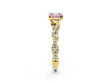 Yellow gold Fancy Pink Asscher Cut Solitaire Twisted Pave Band with Four-Prong Setting_5