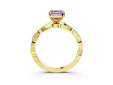 Yellow gold Fancy Pink Asscher Cut Solitaire Twisted Pave Band with Four-Prong Setting_6