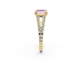 Yellow gold Fancy Pink Asscher  Cut Split Shank Pave Diamond Engagement Ring with Four-Prong Setting_2