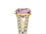 Yellow gold Fancy Pink Asscher  Cut Split Shank Pave Diamond Engagement Ring with Four-Prong Setting_5