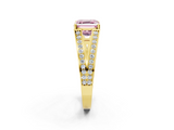 Yellow gold Fancy Pink Asscher  Cut Split Shank Pave Diamond Ring with Four-Prong Setting_20